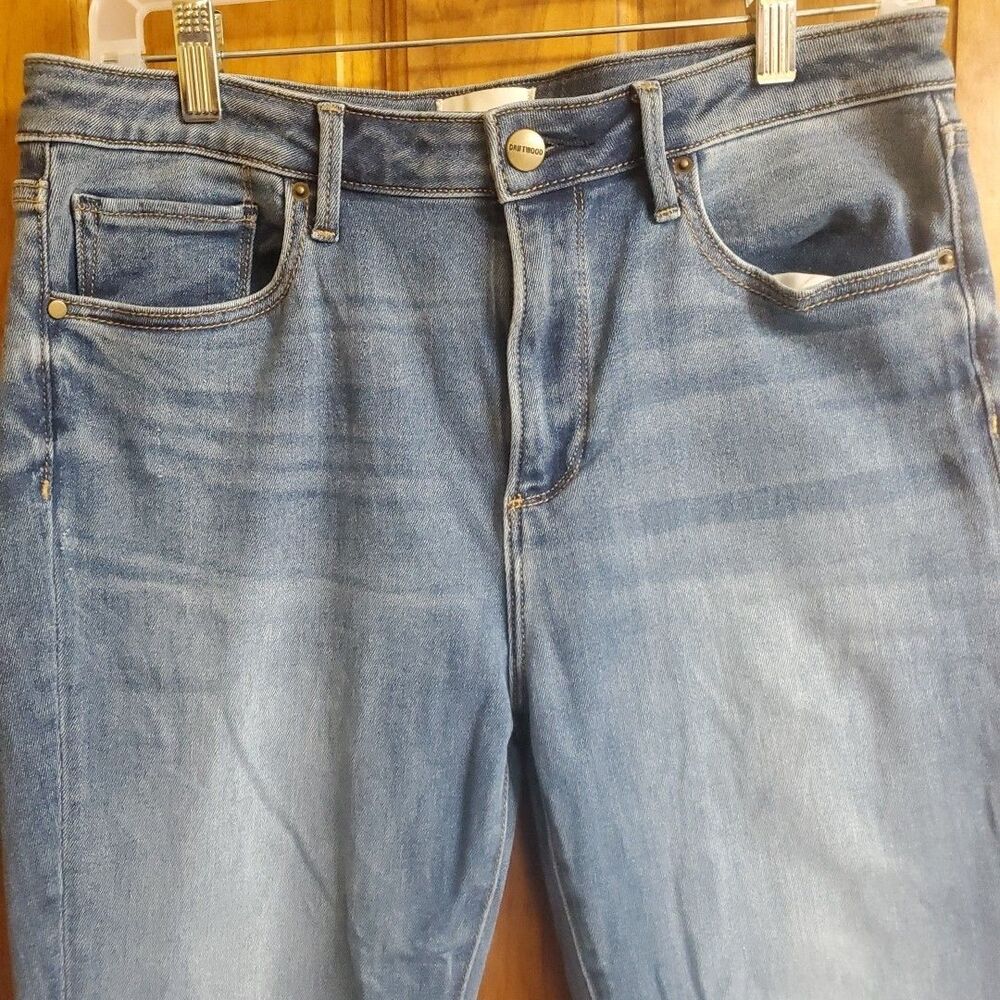 Driftwood 29 Embroidered Ankle Skinny Jeans Womens‎ Blue Boho Frayed Hem Denim